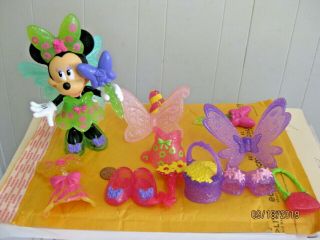 Disney Mattel Minnie Bow - Tique Dress Up Doll W/ Snap N’ Style Clothes Fairy Wing