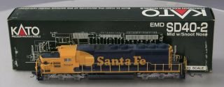 Kato 37 - 2908 Ho Scale Santa Fe Emd Sd40 - 2 Diesel Locomotive W/snoot Nose 5027 -