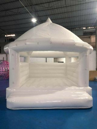 White Wedding Bouncy Castle with Blower - 16.  4ft long x 13ft wide x 15.  4ft tall 3
