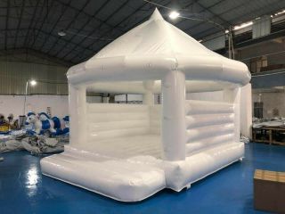 White Wedding Bouncy Castle with Blower - 16.  4ft long x 13ft wide x 15.  4ft tall 4