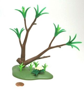 Playmobil Miniature Zoo Jungle Landscape Tree W/ Grass Base Flowers