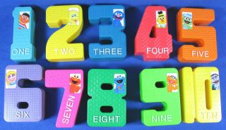 Tyco Sesame Street Numbers Textured Blocks Vintage Large Plastic 1 Thru 10
