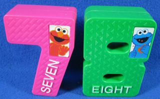 Tyco Sesame Street Numbers Textured Blocks Vintage Large Plastic 1 Thru 10 5