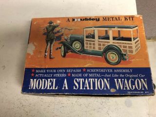Vintage Hubley Metal Model Car Kit Model A Station Wagon Unassembled