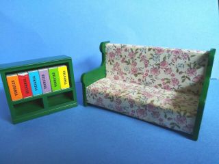 Vintage 1985 Epoch,  Sylvanian Families Couch/bookshelf W/books,  Calico Critters