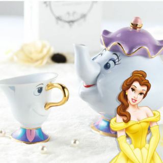 Hot Beauty And The Beast Teapot Cartoon Mug Mrs Potts Chip Tea Pot Cup Set Gift