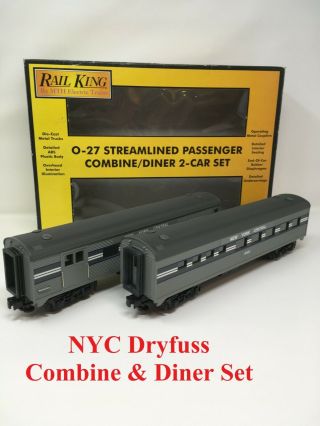 Mth Rail King 30 - 6024 York Central Dryfuss Combine & Diner Set O Gauge