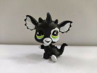 Lps Littlest Pet Shop Custom Ooak Black Dragon Dog Hand Painted Figure