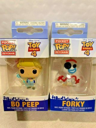 Disney Pixar Toy Story 4 Funko Pop Mini Keychains Bo Peep And Forky Hard To Find