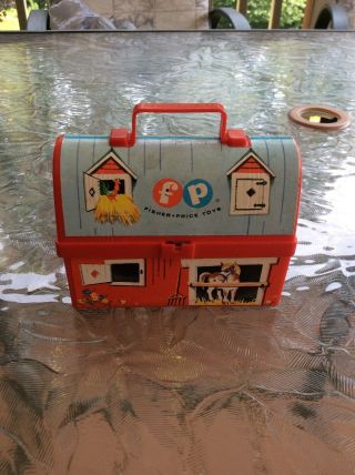 Vintage 1962 Fisher Price Mini Lunch Box Farm Red Barn