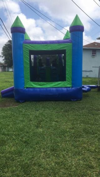 Bounce House Wet/dry All Ages Green And Purlpe Very