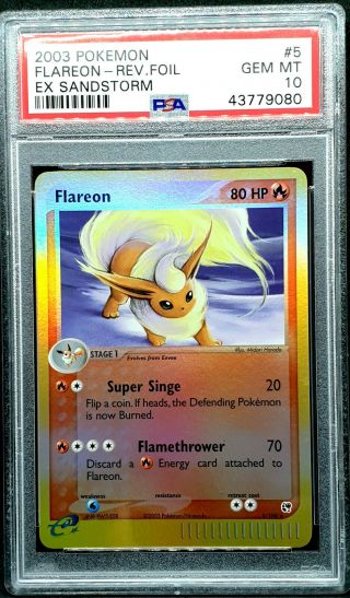 Flareon 5/100 Reverse Holo Pokemon Ex Sandstorm Set - Psa 10