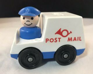 Vintage Fisher - Price Little People Post Mail Truck W/ Mailman Great