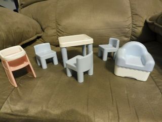 Little Tikes Doll House Size Furniture - Table,  Chairs,  Highchair