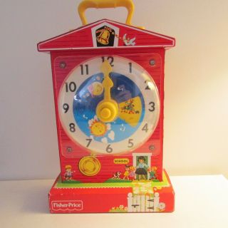 Fisher Price Wind - Up Music Box Teaching Clock,  2009,  School Theme,  Made In China