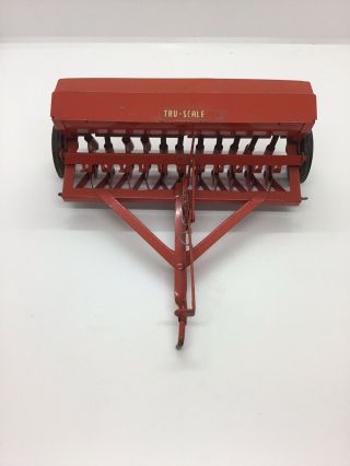 Circa 1960s Tru - Scale Farm Equipment Grain Drill Seeder Red Metal