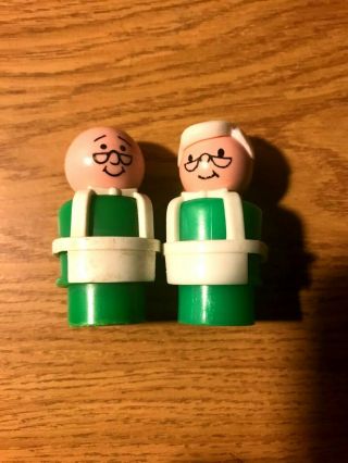 Fisher Price Vintage Little People - 2 Shopkeepers (one With Hair,  One Without)