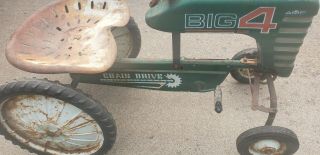 Vintage amf big 4 pedal tractor 1970 ' s green metal antique tractor 10
