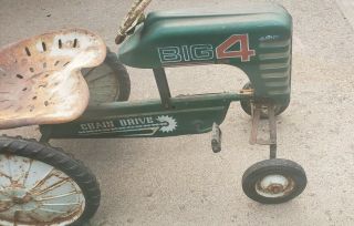 Vintage amf big 4 pedal tractor 1970 ' s green metal antique tractor 11