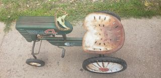 Vintage amf big 4 pedal tractor 1970 ' s green metal antique tractor 5