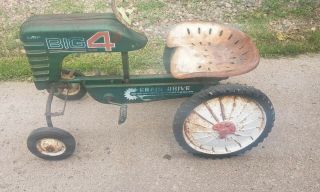 Vintage amf big 4 pedal tractor 1970 ' s green metal antique tractor 8