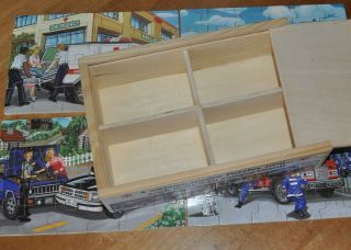 Melissa and Doug 4 Jigsaw Puzzles First Responder Vehicles In Wooden Box FD,  PD 4