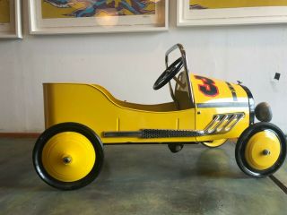 Morgan Cycle Retro Style Racer Pedal Car,  Yellow (gently) 2