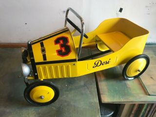 Morgan Cycle Retro Style Racer Pedal Car,  Yellow (gently) 4