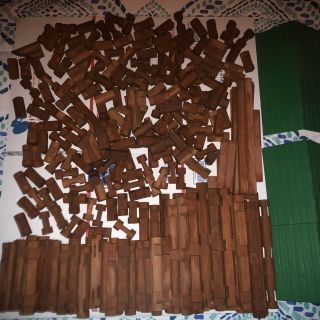 290 Piece Wooden Lincoln Log Set With Green Roof Fair