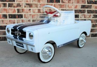 1965 Ford Mustang Shelby Gt - 350 White Blue Custom Concept Toy Pedal Car