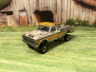 1977 Ford F - 100 Rusty Weathered Barn Find 4x4 1/64 Diecast Custom Lifted Truck