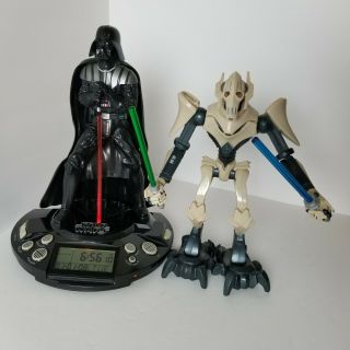 Star Wars Darth Vader Alarm Clock Light Up Lightsaber & Grevious 12 " W/ Sounds