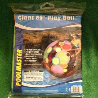 Giant 60 " Inflatable Poolmaster Vinyl 152 Cm Beach Ball Balloon Collectible