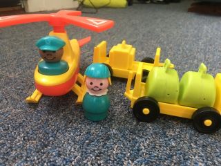 Fisher Price Little People Helicopter And Pilot Wood Body Figure