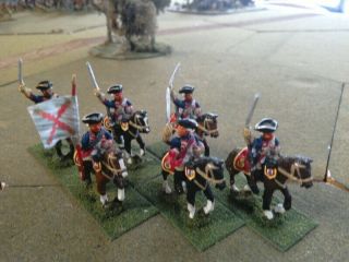 25/28mm Painted Metal Seven Years War Unidentified Cavalry X6,  1