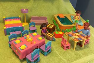 Dora The Explorer Doll House Furniture,  Talking Swimming Pool & Figures