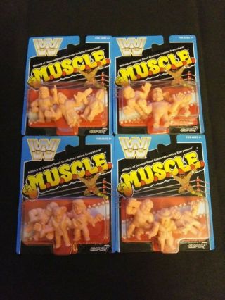 Wwe M.  U.  S.  C.  L.  E.  Men Set X4 Super7 Mattel Figures Wrestling Wwf 80s Retro Muscle
