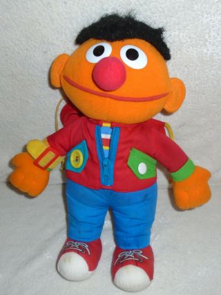 1990 Dress Me Up Ernie 14 In Plush Playskool Sesame Street Doll W Hood And Watch