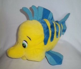 Disney 13 " Plush Flounder Fish Vtg Little Mermaid Yellow Stuffed Animal Large