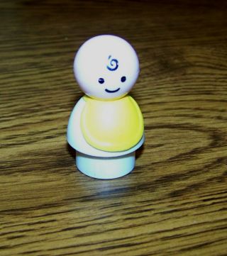 Fisher Price Little People Plastic Baby / Infant With Yellow Bib Figure
