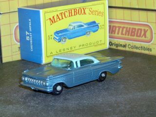 Matchbox Lesney Chevrolet Impala 57 B6 Black Base 36bpw Sc12 Nm Crafted Box