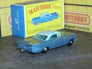 Matchbox Lesney Chevrolet Impala 57 b6 black base 36BPW SC12 NM crafted box 2