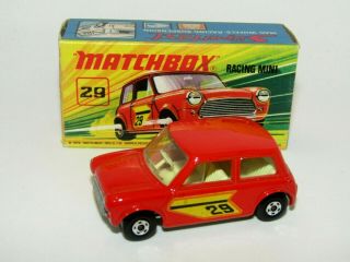 Matchbox Superfast No 29 Racing Mini Orange Cream Interior Orange Outline 29