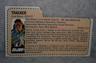 1984 GI Joe Spirit Tracker Red Back Mail Away Filecard File Card ARAH Hasbro 2