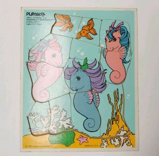 Vintage G1 Hasbro Playskool My Little Pony Sea Ponies Wooden Puzzle