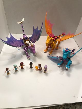 Lego Elves Three Large Dragons And 6 Minifigures Aira Azari Farran Naida Emily