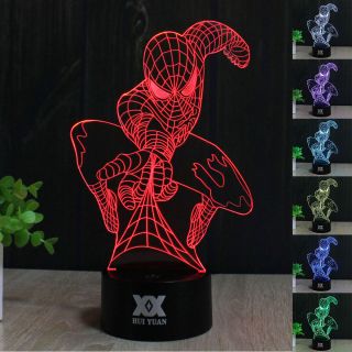 Marvel Superhero Spider Man 3d Acrylic Led Night Light 7color Table Desk Lamp