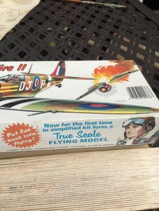 Vintage Comet Spitfire II wooden Model airplane kit 19 1/2 