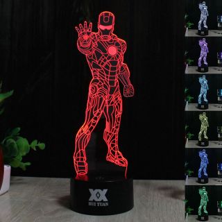 Batman Iron Man Deadpool 3D LED 7 Color Night Light Desk Table Lamp Battery Gift 4