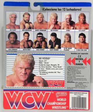 Galoob Toys WCW Sid Vicious Wrestling black trunks MOC Foreign card 2